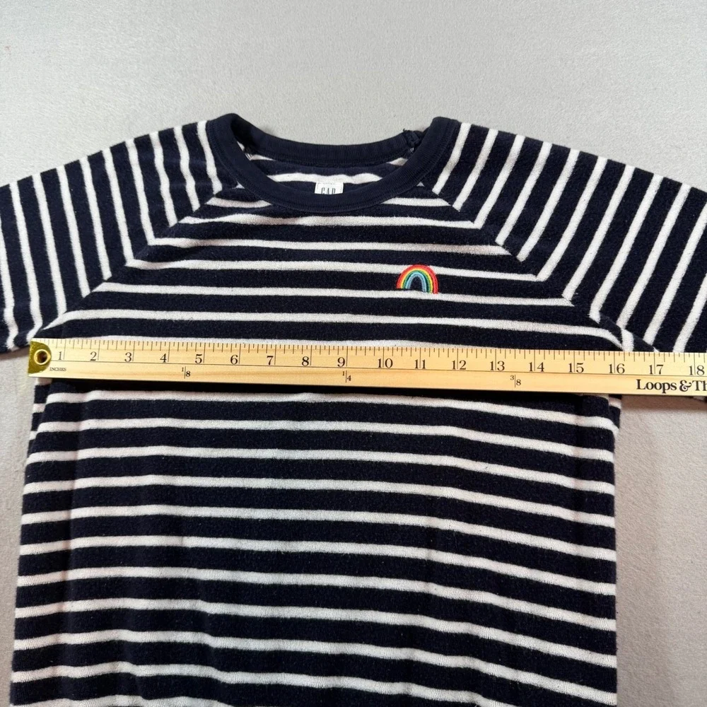 Gap Kids Girls Navy White Striped Rainbow Terry Sweatshirt Size‎ L 10 Raglan